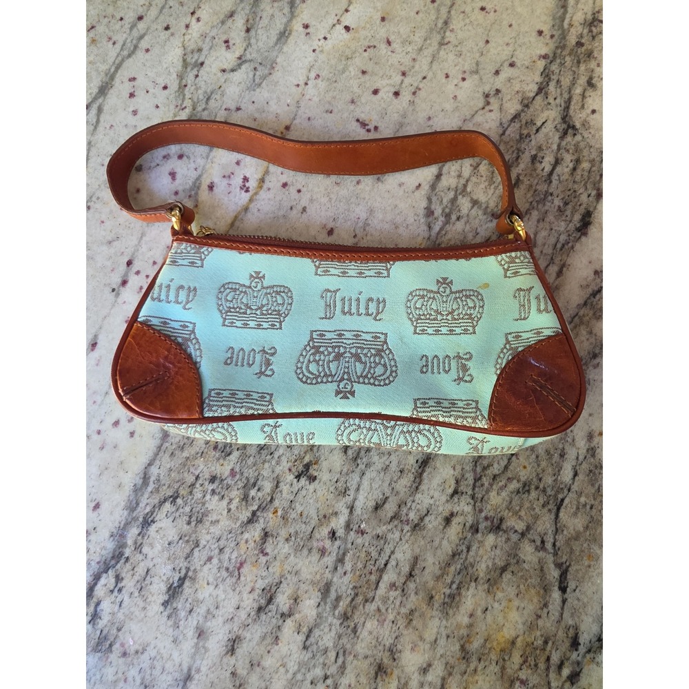 Juicy Couture Y2K vintage Mint Green leather Crown Logo Shoulder Bag